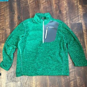 Eddie Bauer Men’s Quarter-Zip Green Fleece Pullover